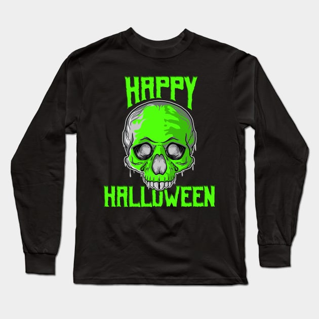 Death Skeleton Skull Happy Halloween design Long Sleeve T-Shirt by theodoros20
